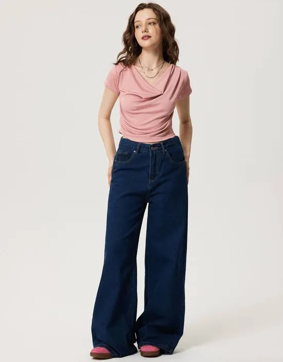 Pink Draped Casual Top - Image 2