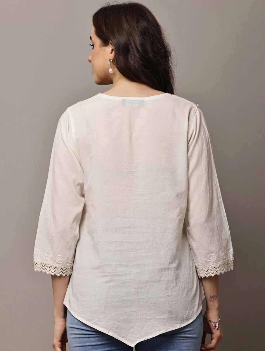 Embellished Embroidered Bohemian Cotton Top - Image 2